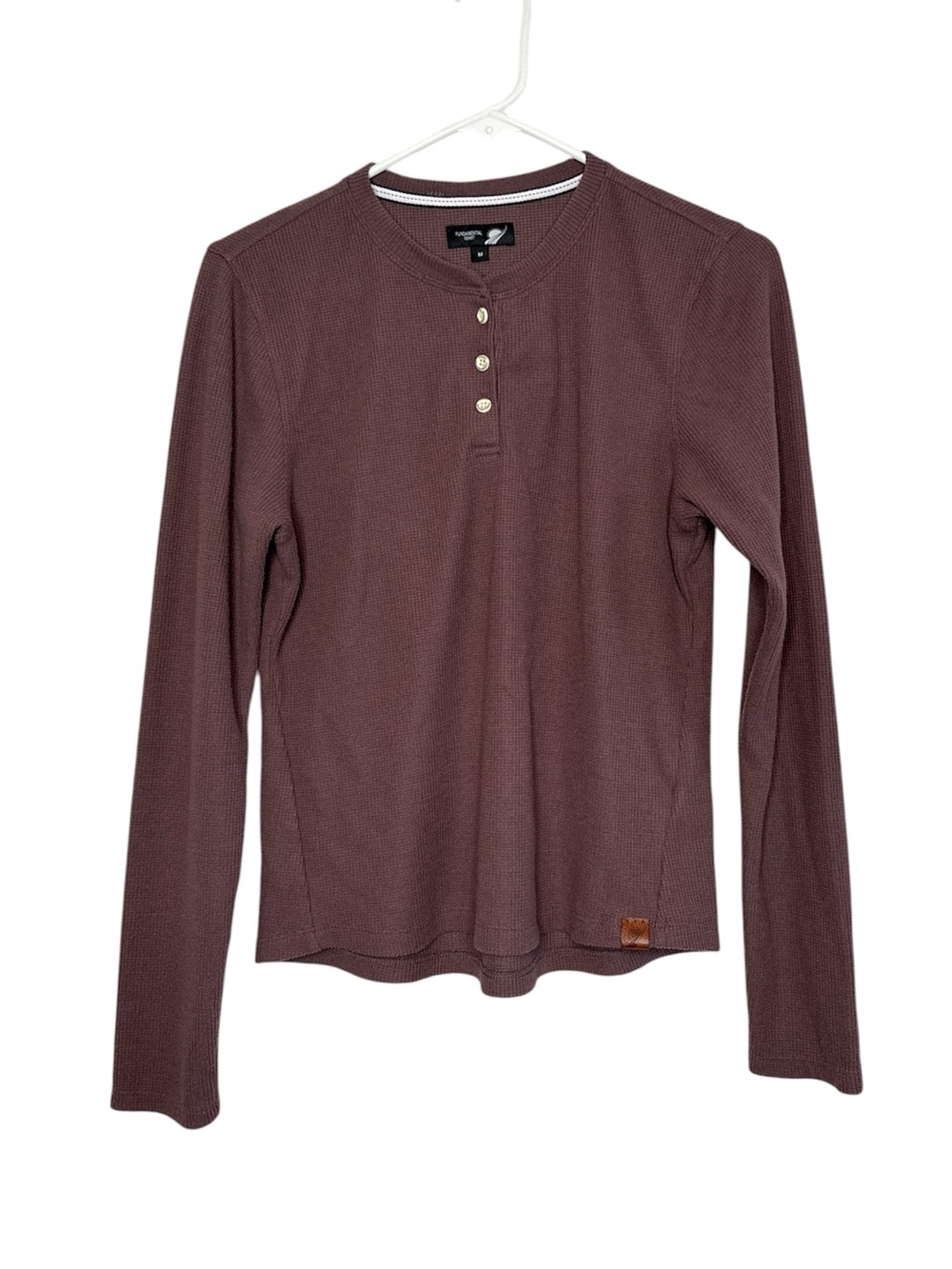 Fundamental Coast Women's PCH Waffle Knit Long Sleeve Henley Top in Anise Medium